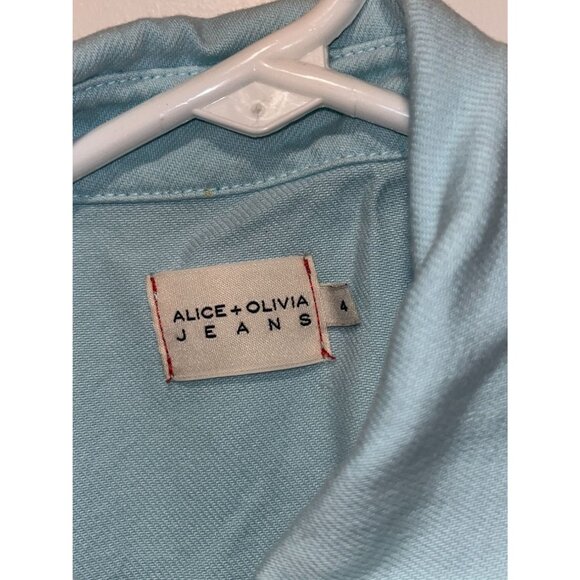 Alice + Olivia Miranda Puff Sleeve Denim Mini Dress in Rockstar Blue Size 4 - Picture 8 of 12